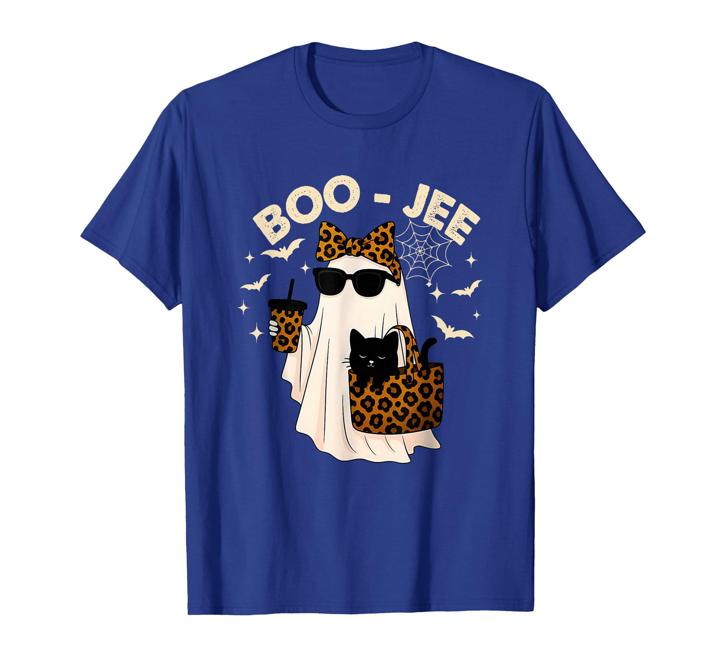Coquette Leopard Ghost Coffee Boo-JEE Halloween Boujee Ghost T-Shirt