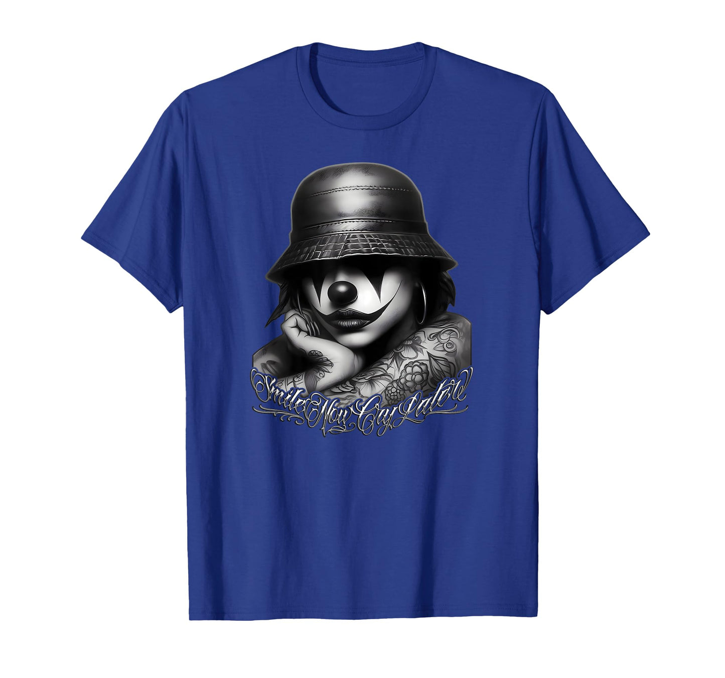 SMILE NOW CRY LATER Chicana Payasa Tattoo Chicano Low Rider T-Shirt