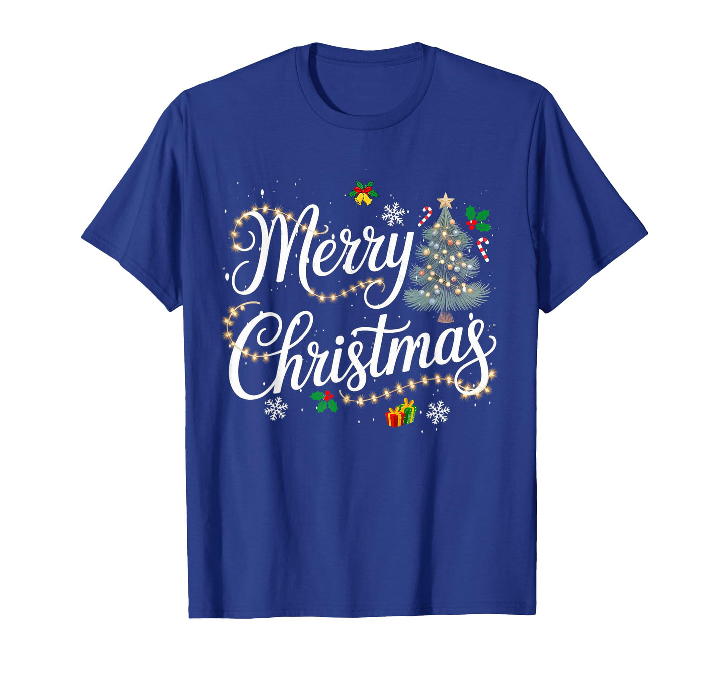 Merry Christmas Lights Red Santa Hat Xmas Men Women Kid T-Shirt
