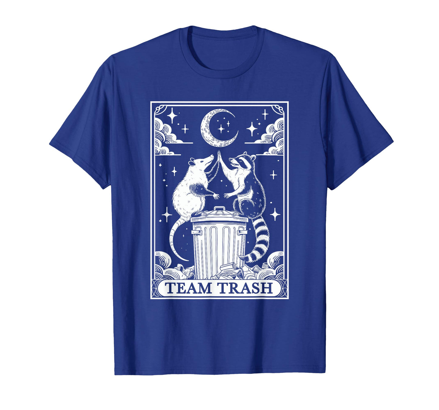 Tarot Card Vintage Team Trash Crescent Moon Opossum Raccoon T-Shirt