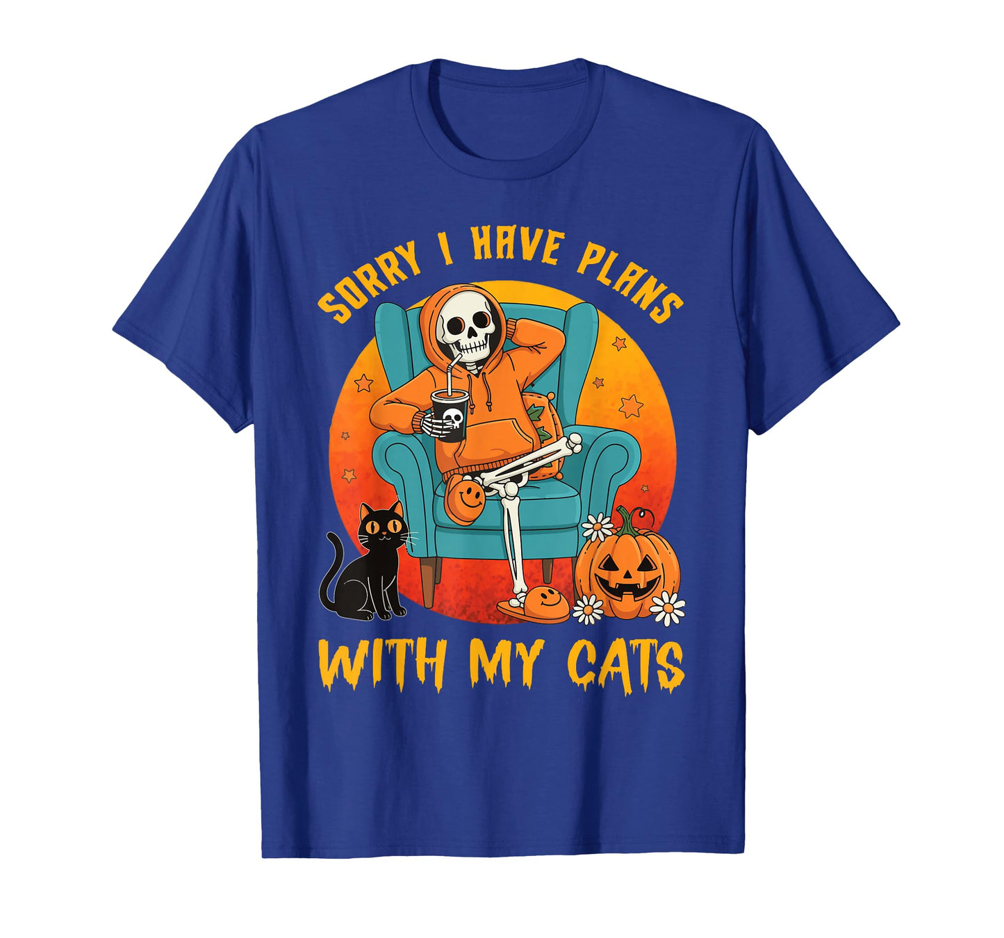 I Have Plans with My Cats Pumpkin Pet Halloween Cat Skeleton T-Shirt