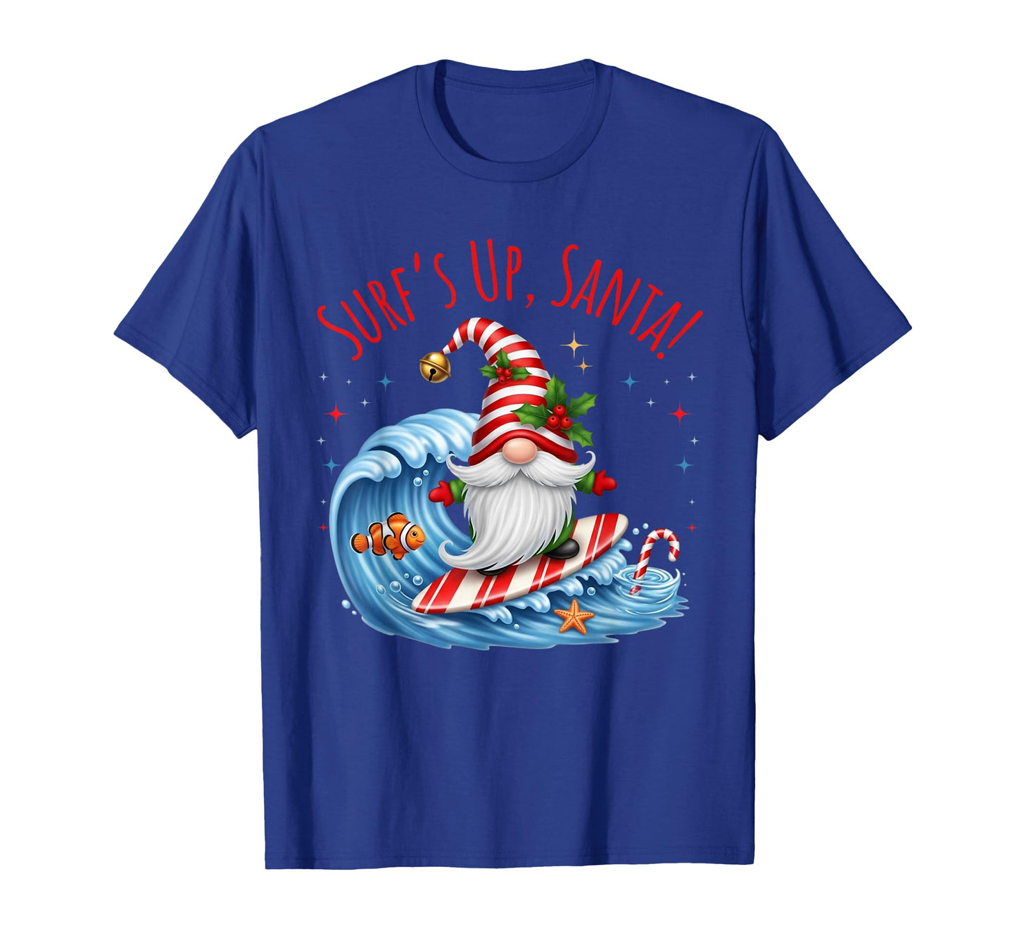 Surf's Up Santa Funny Christmas Gnome T-Shirt