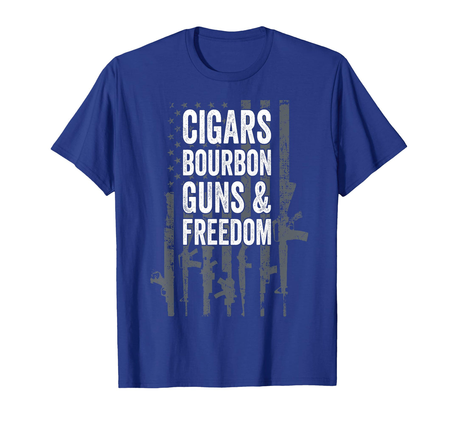 CIGARS BOURBON GUNS & FREEDOM - Funny USA Flag Drinking Women Men T-Shirt