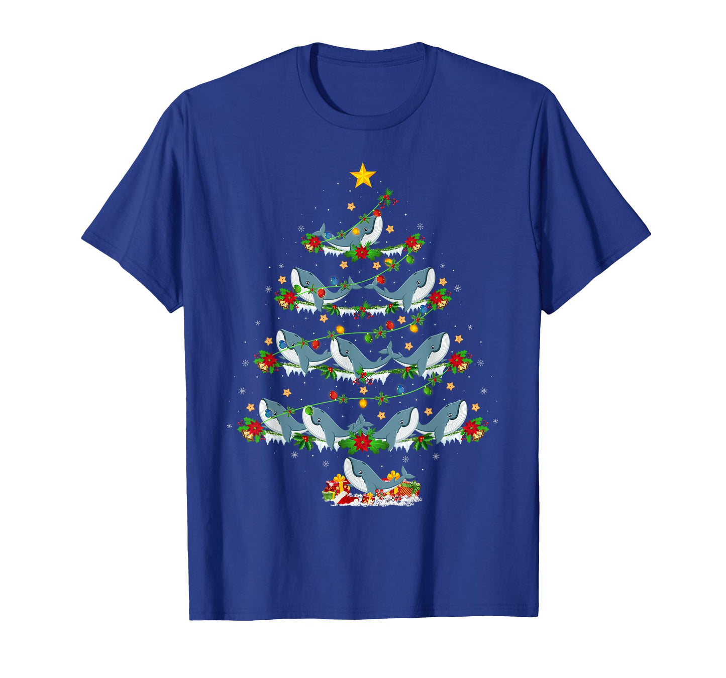 Whale Christmas Tree Lights Funny Sea Animal Xmas T-Shirt