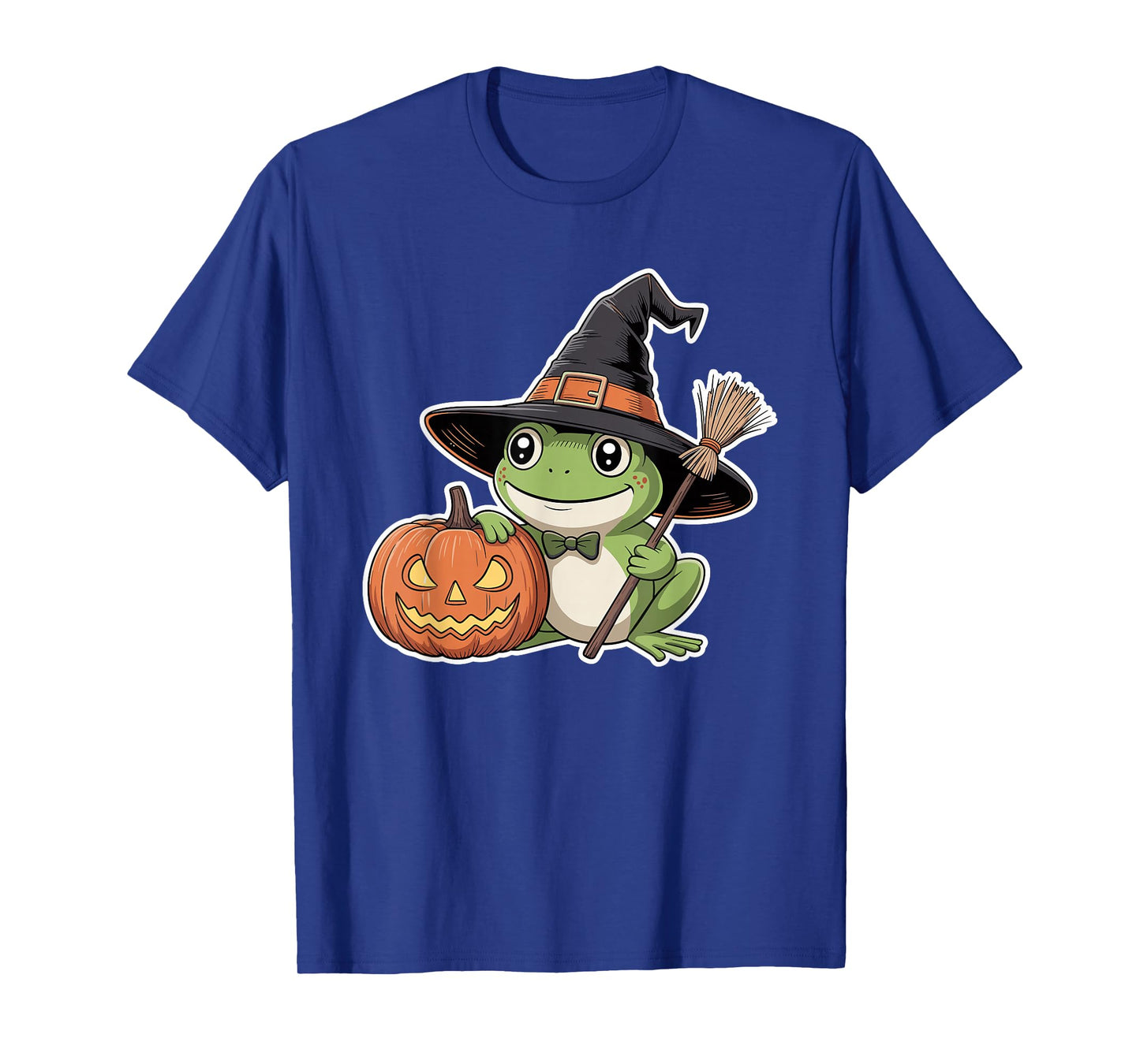 Cute Frog Witch Pumpkin Halloween Spooky Season Design T-Shirt