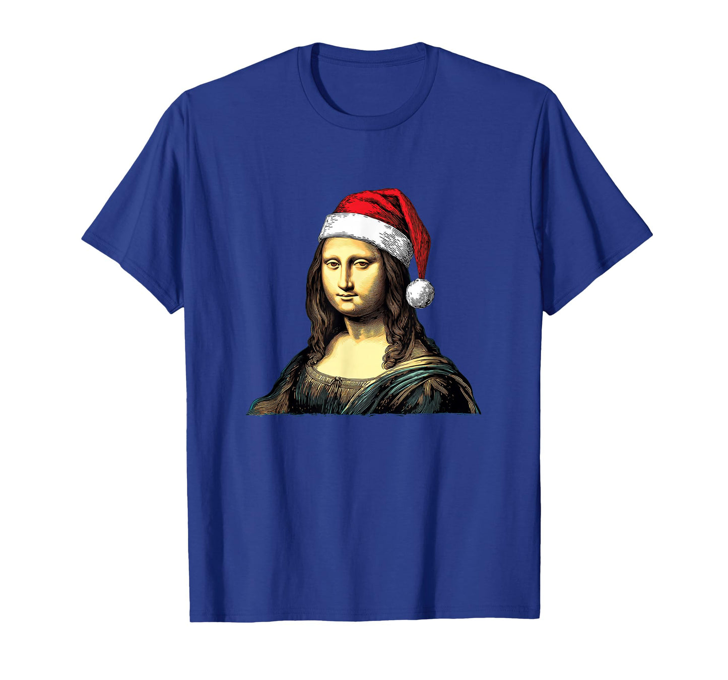 Christmas Mona Lisa with Santa Claus Hat Costume T-Shirt