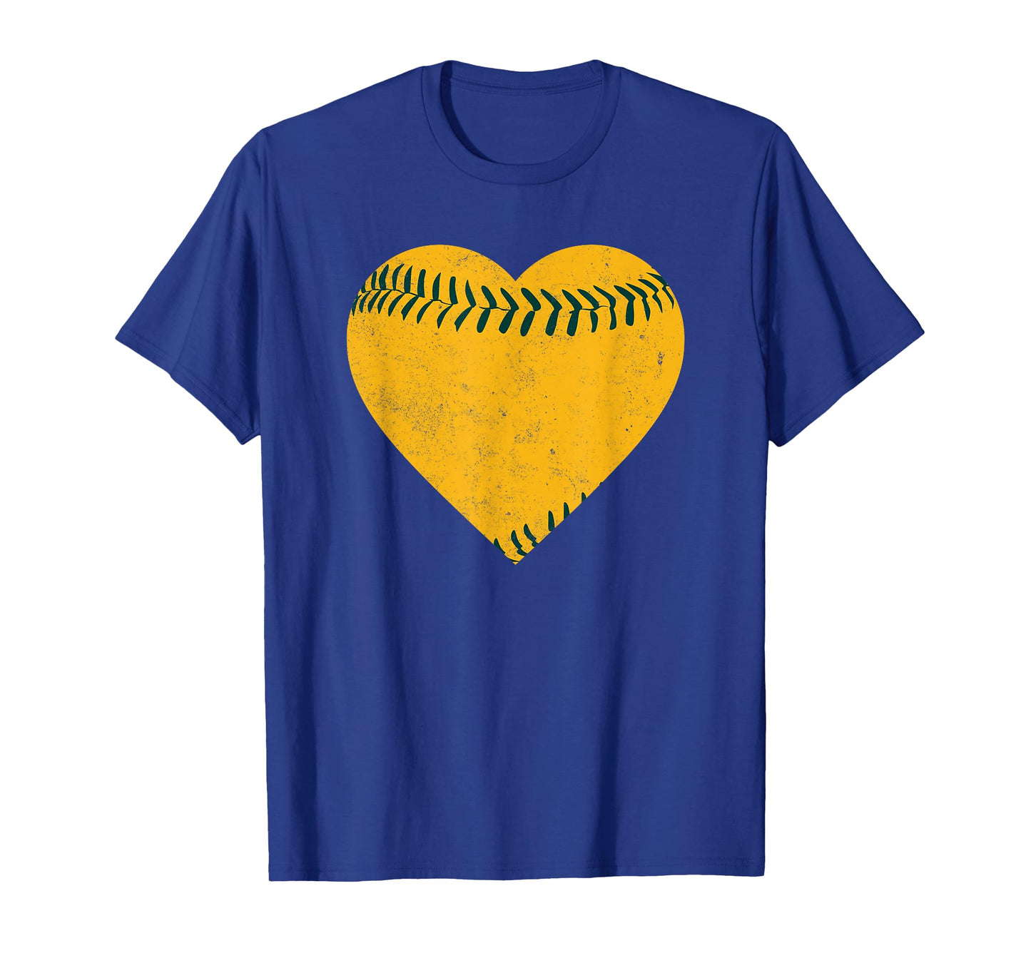 Vintage Gold and Green Baseball Heart T-Shirt