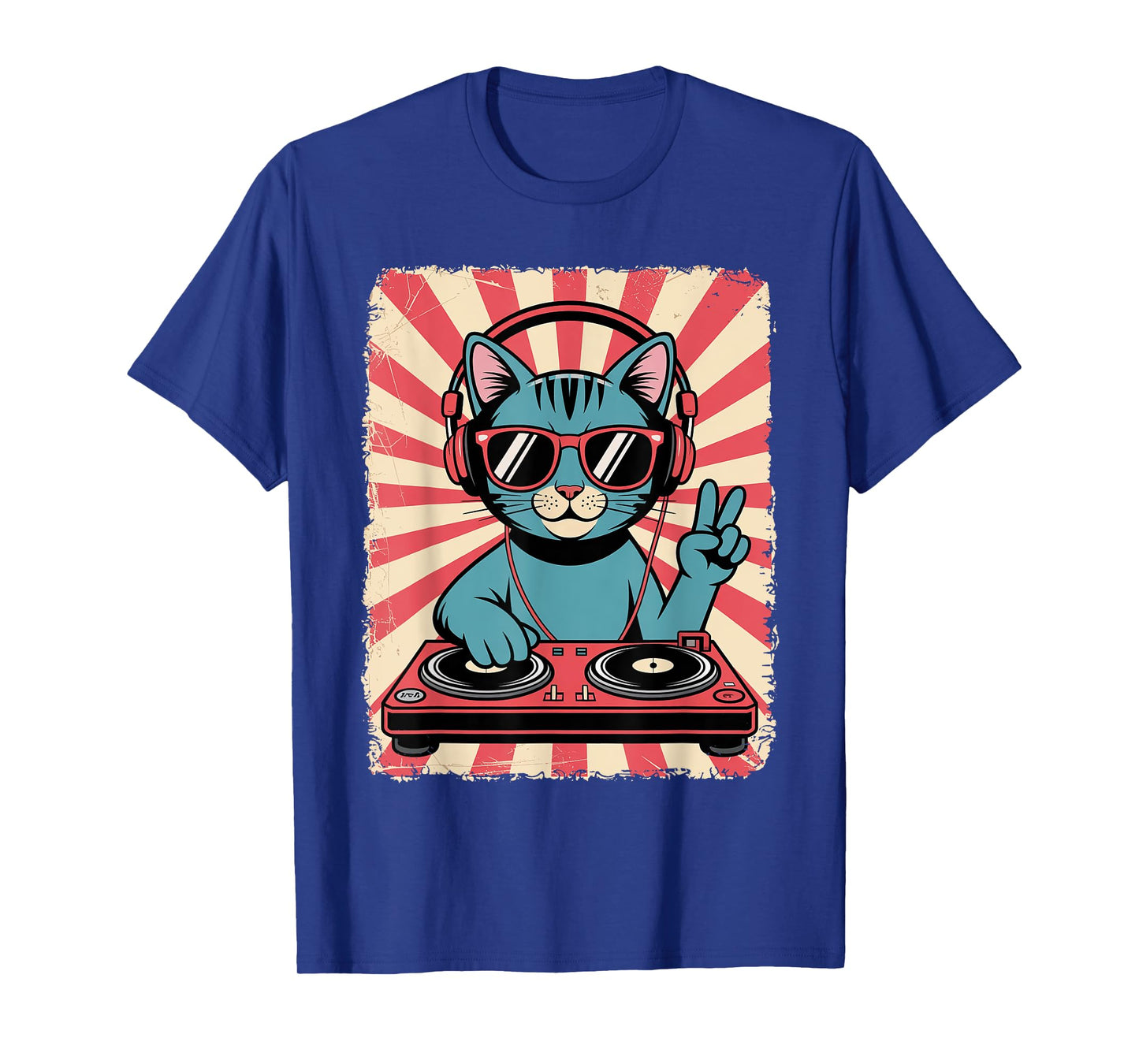 Vintage DJ Cat Retro Disco Music Toddler Boys Girls Kids T-Shirt