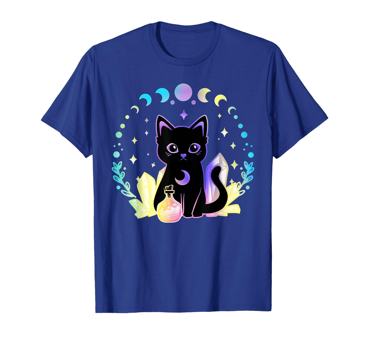Kawaii Pastel Goth Black Cat Witchy Anime Teen Girls Women T-Shirt