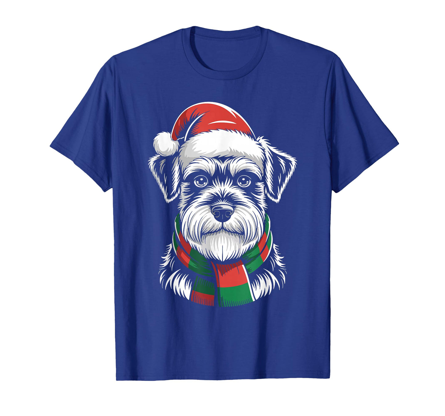 Schnauzer Dog Xmas Santa Hat Scarf Christmas Costume T-Shirt