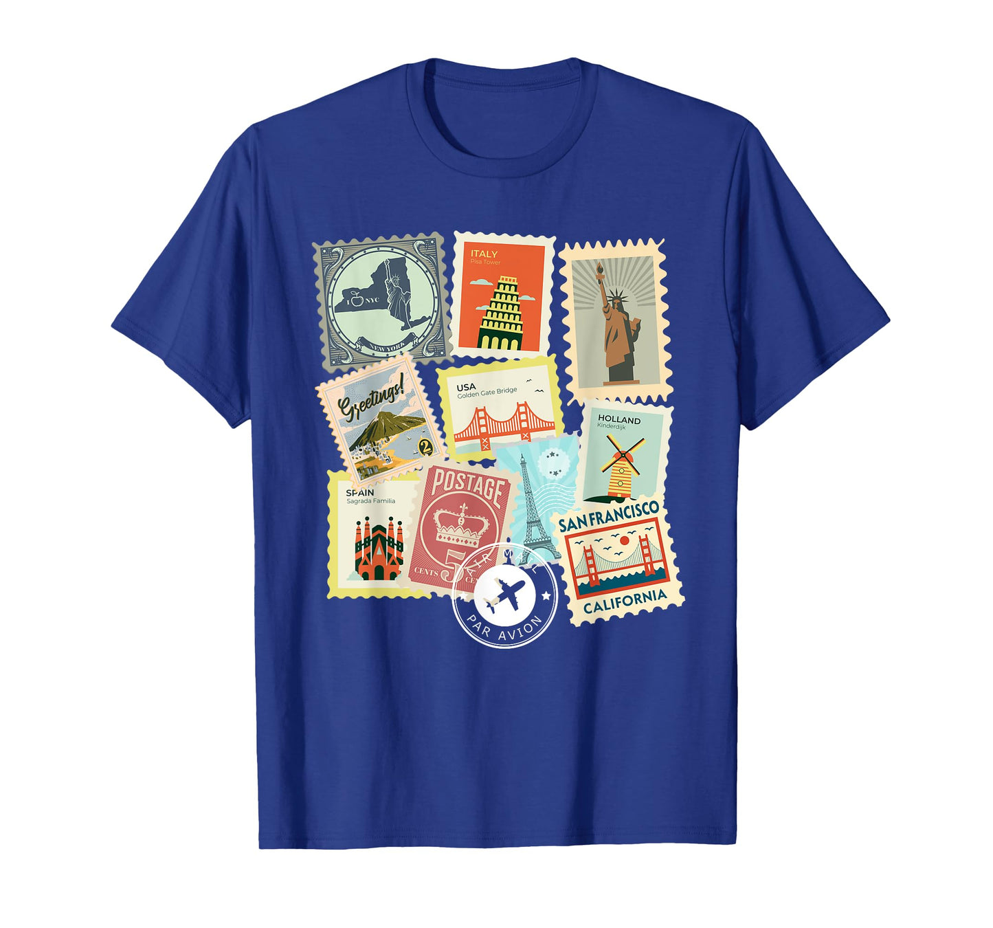 Vintage Travel Postage Stamps Vacation Philatelic T-Shirt