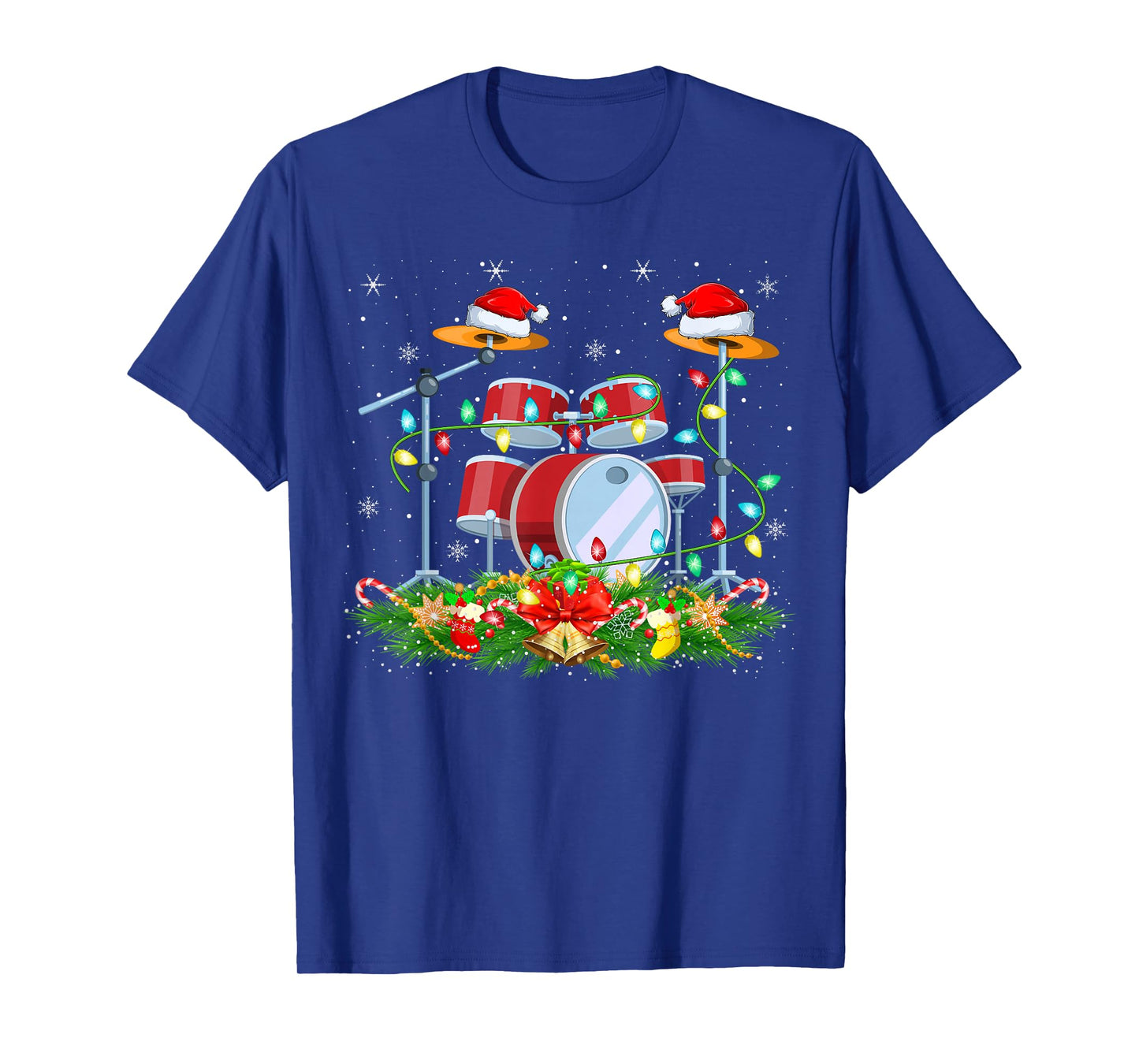 Musical Drum Christmas Lights Funny Drummer Xmas T-Shirt