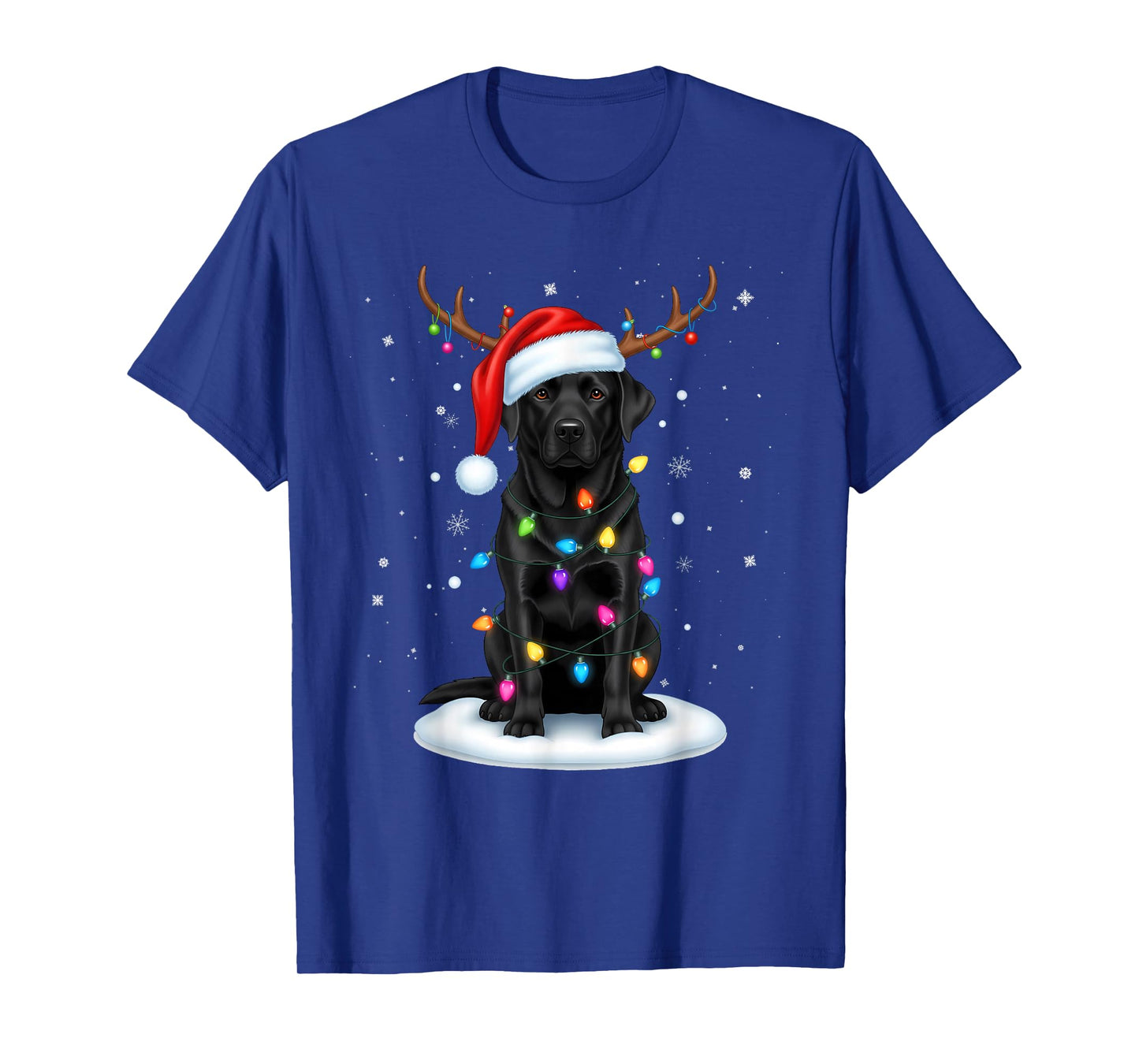 Black Lab Labrador Christmas Dog Reindeer Lights Pajama Xmas T-Shirt