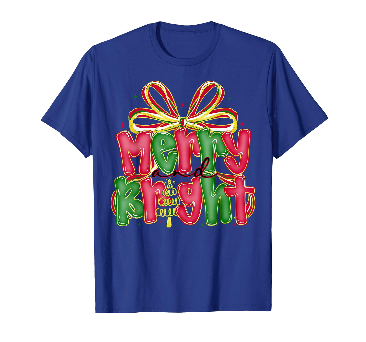 Merry & Bright Christmas Xmas Coquette Bow Pajamas Holiday T-Shirt