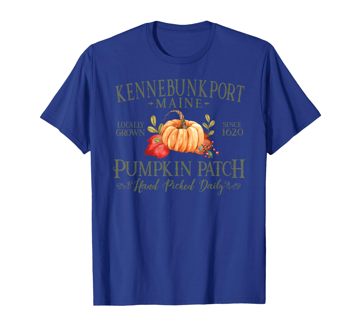 Kennebunkport Maine Pumpkin Patch Fall Olive Letters T-Shirt