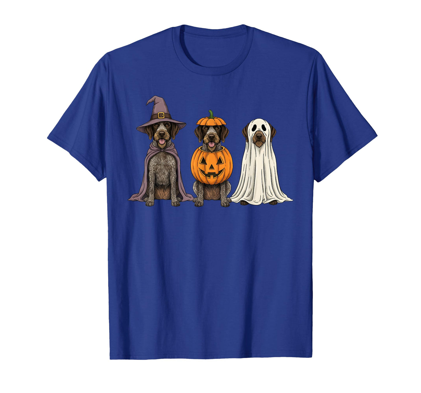 Spooky Ghost German Wirehaired Pointer Pumpkin Halloween T-Shirt