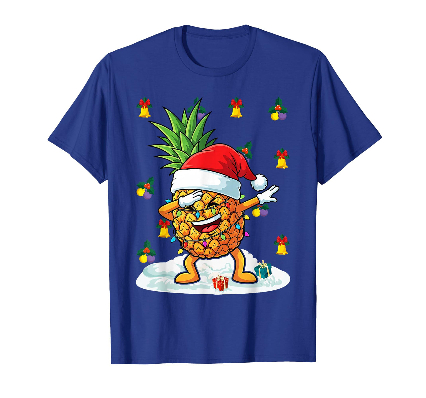 Dabbing Pineapple Santa Hat Christmas Pajama Fruit Hawaiian T-Shirt