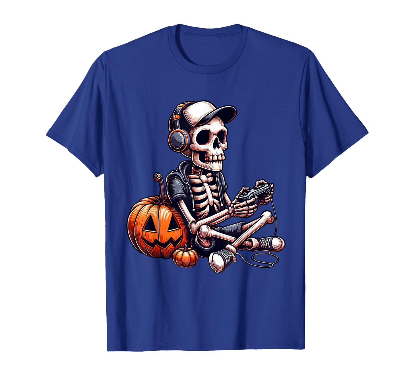 Funny Skeleton Playing Video Game Halloween Shirt Boys Gamer T-Shirt