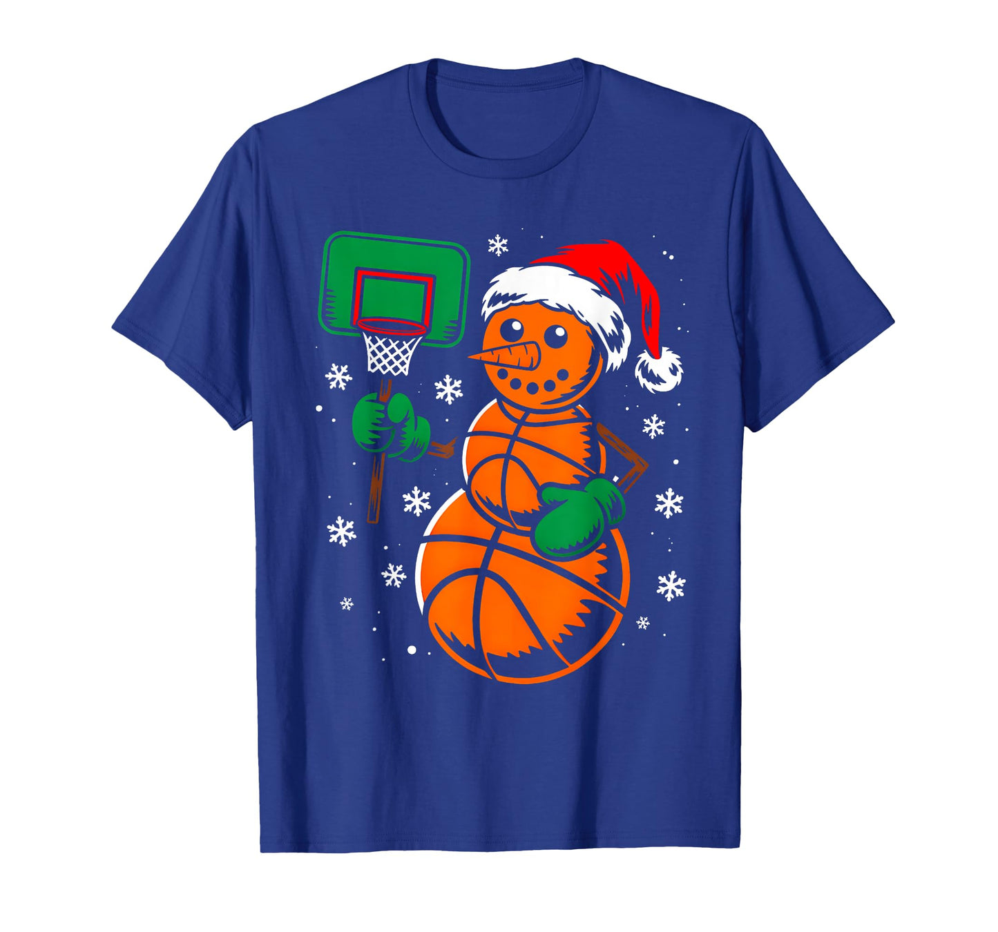 Basketball Santa Hat Snowman Xmas Funny Basketball Christmas T-Shirt