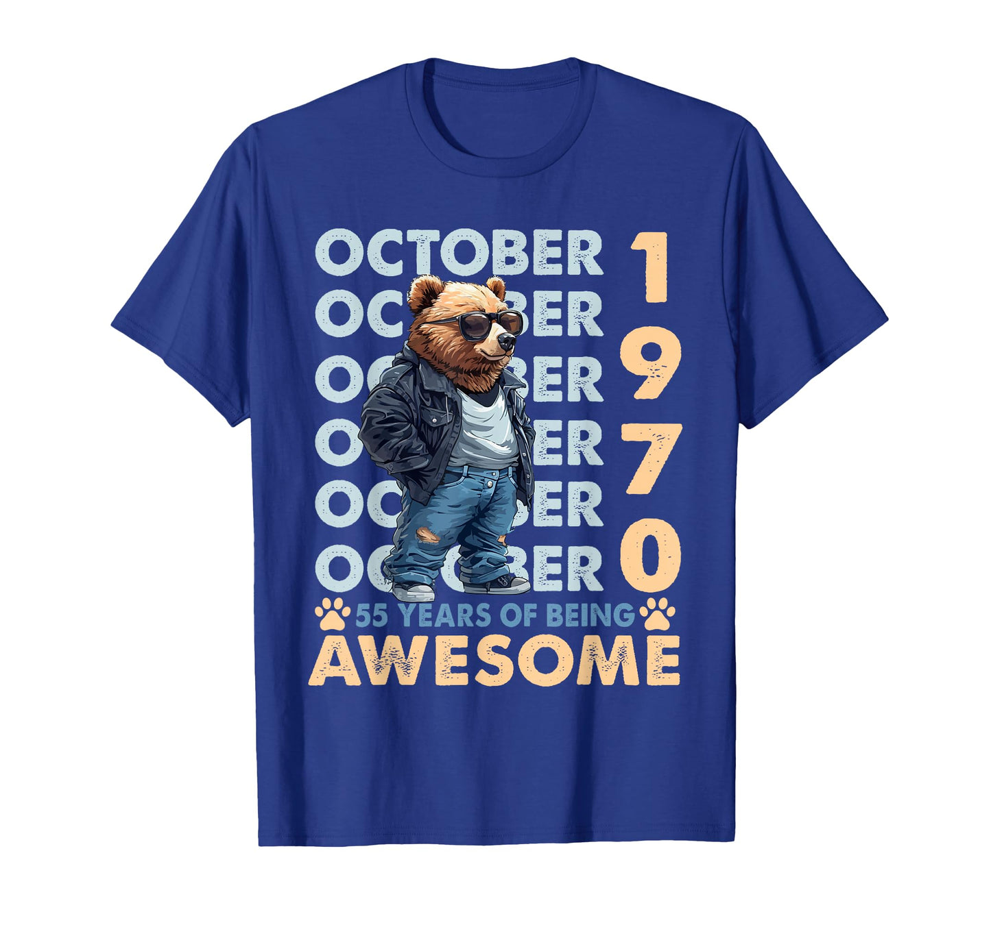 55th Birthday Bear Legends October 1970 55 Years Old Mens T-Shirt