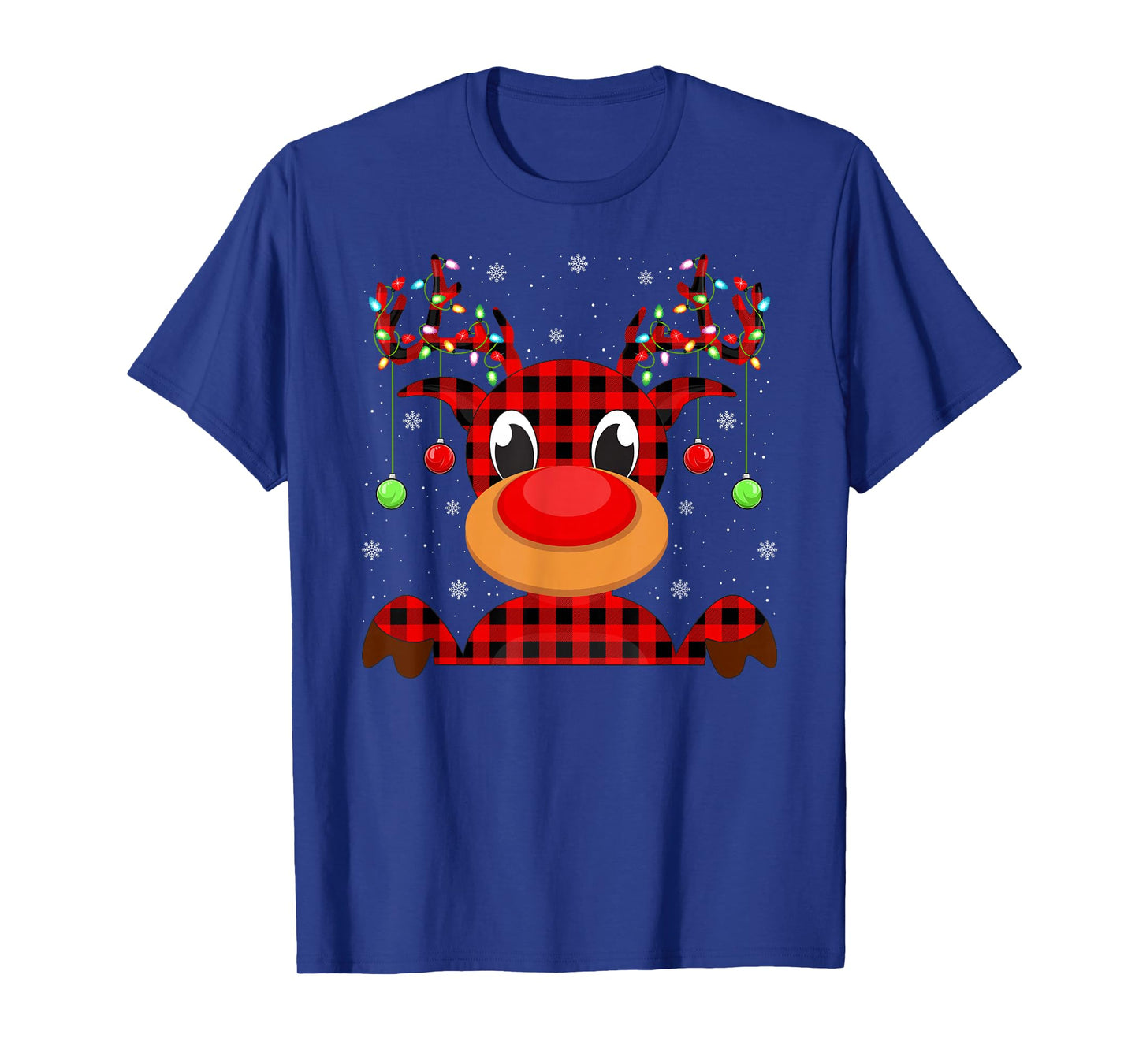 Matching Family Buffalo Plaid Reindeer Christmas Pajamas T-Shirt