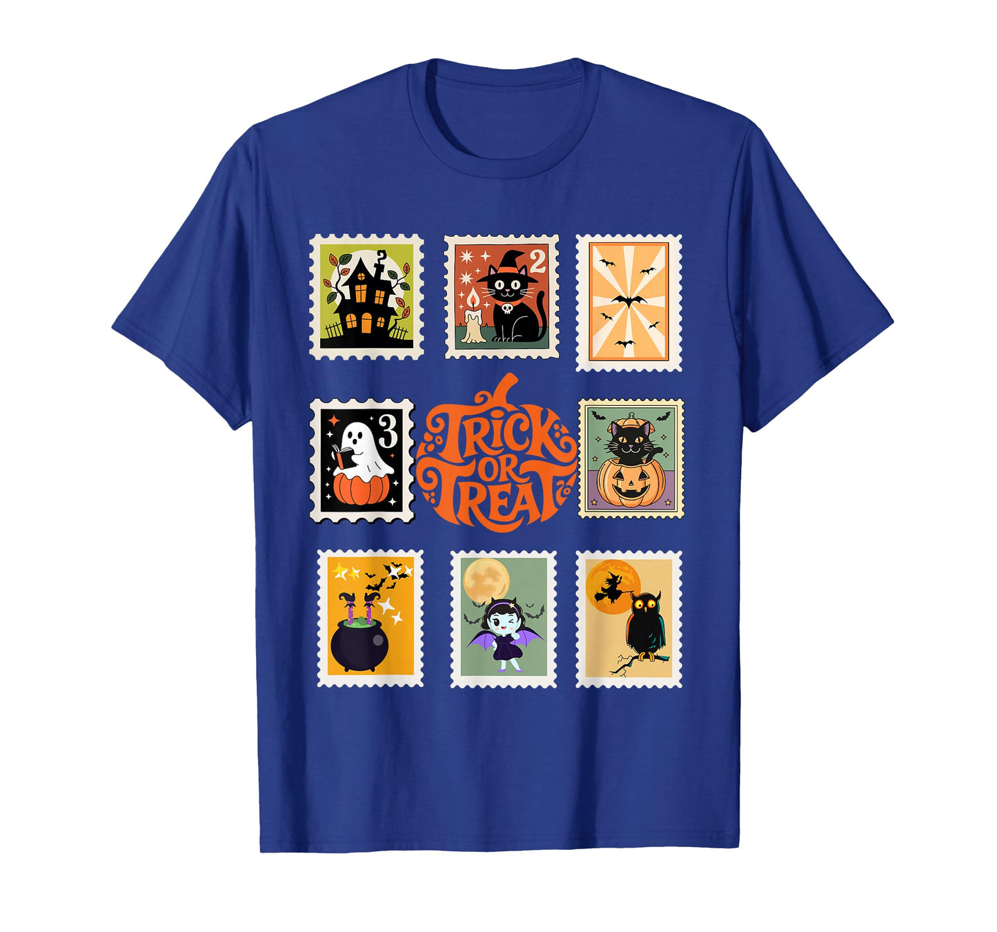 Cute Halloween Stamp Icons Funny Witch Cat Ghost Gift Idea T-Shirt