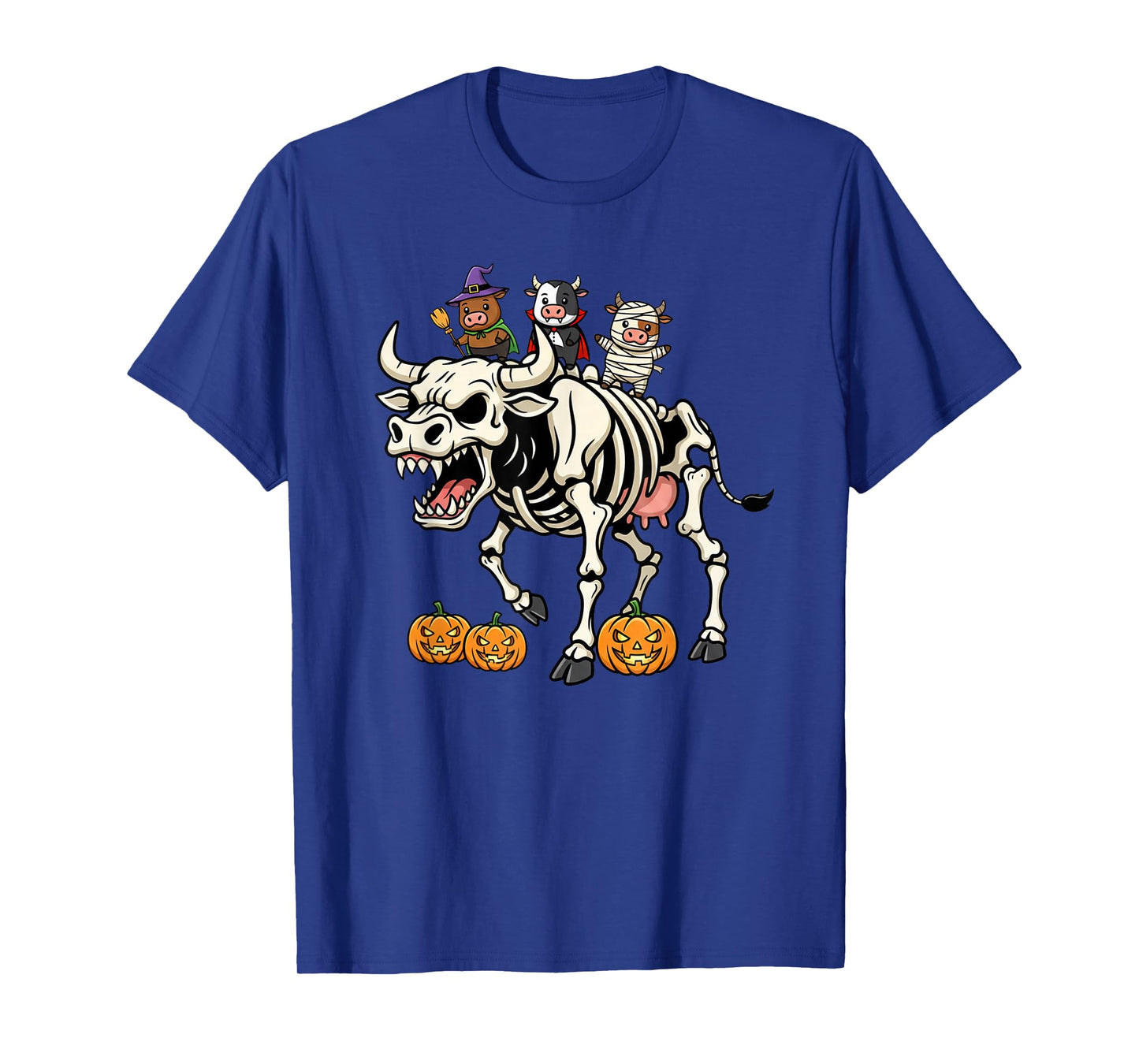 Funny Cow Skeleton Mummy Witch Halloween Kids Mens Womens T-Shirt