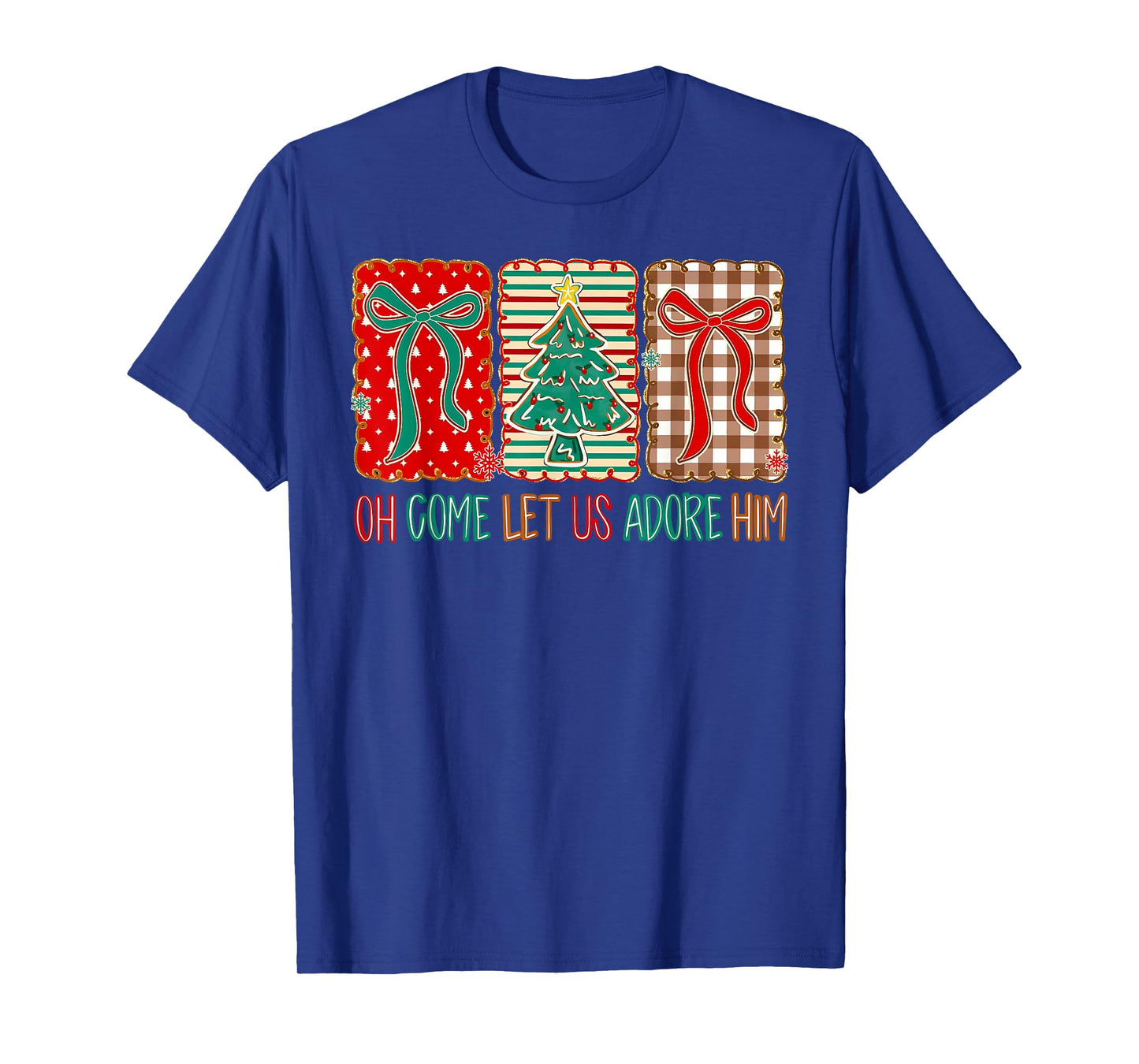 Oh Come Let Us Adore Him Jesus Christian Holiday Christmas T-Shirt
