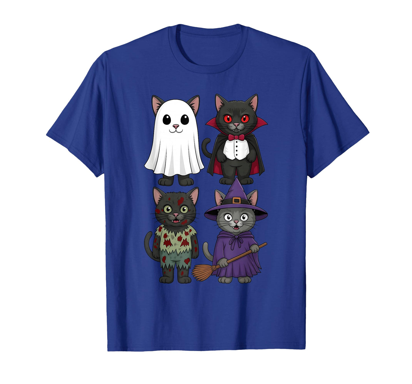 Cats Ghost Vampire Witch Zombie Halloween Men Women Kids T-Shirt
