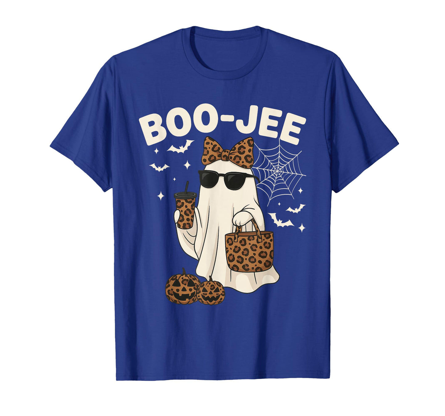 Coquette Leopard Ghost Coffee Boo JEE Halloween Boujee Ghost T-Shirt