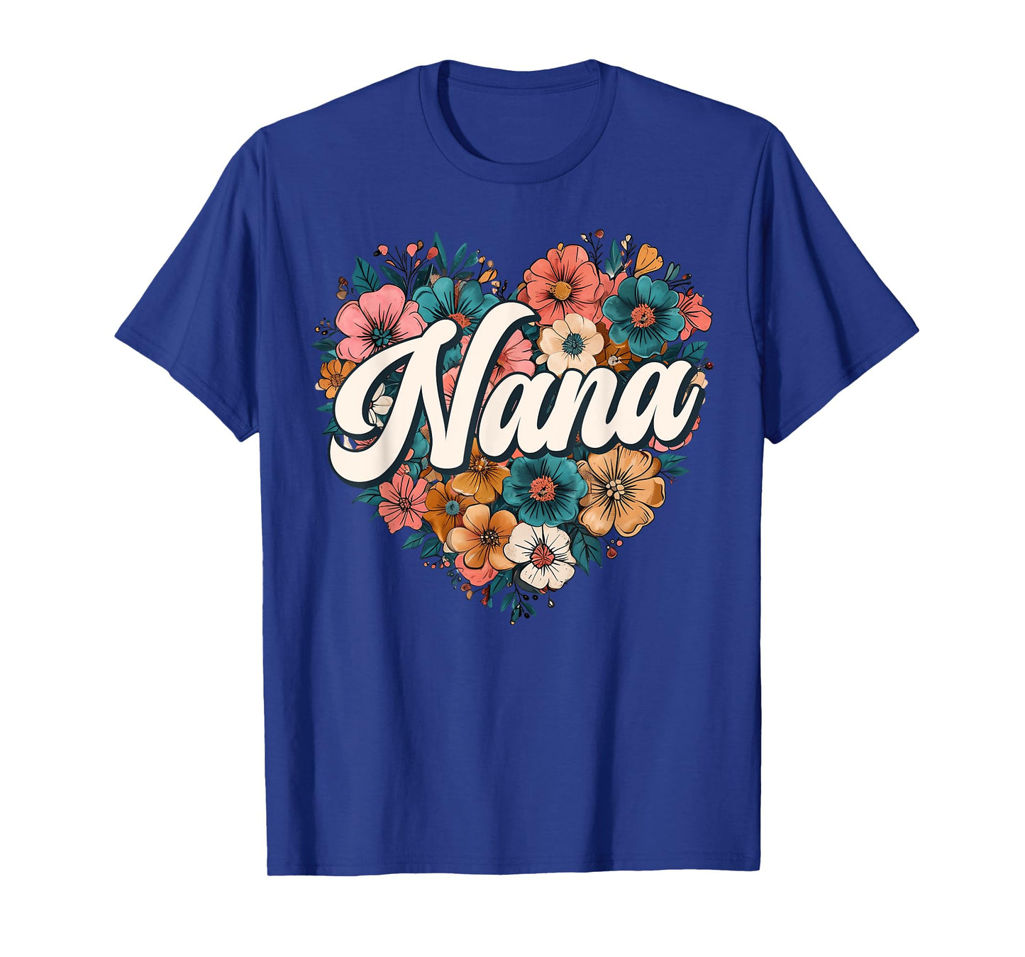 Nana Floral Heart Flower Mother's Day Vintage Retro T-Shirt