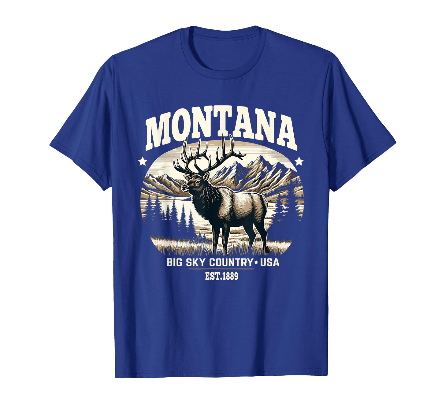 Montana Rocky Mountain Elk, Big Sky Country Design T-Shirt
