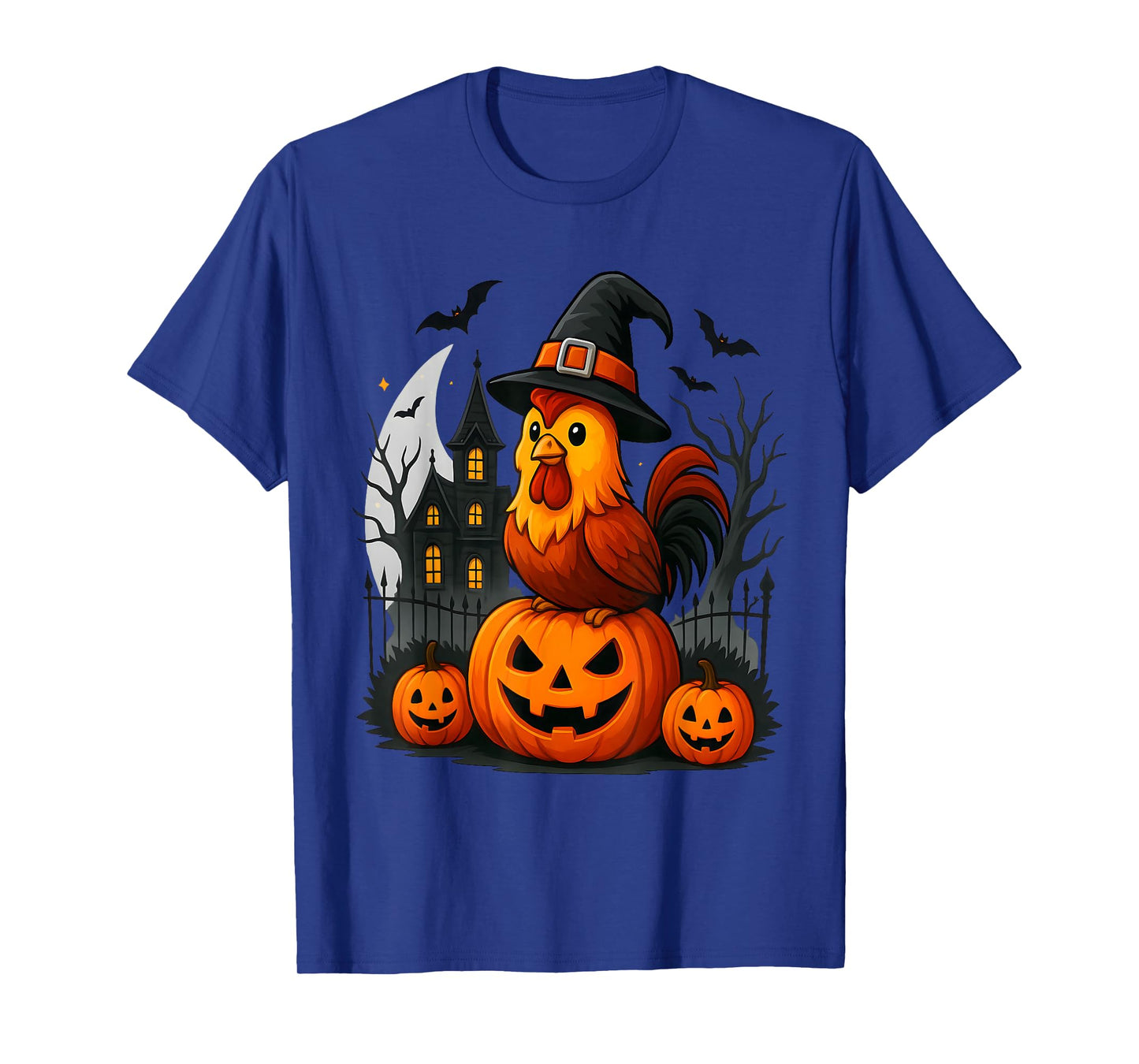 Funny Halloween Chickens Witch Pumpkin Spooky Season T-Shirt
