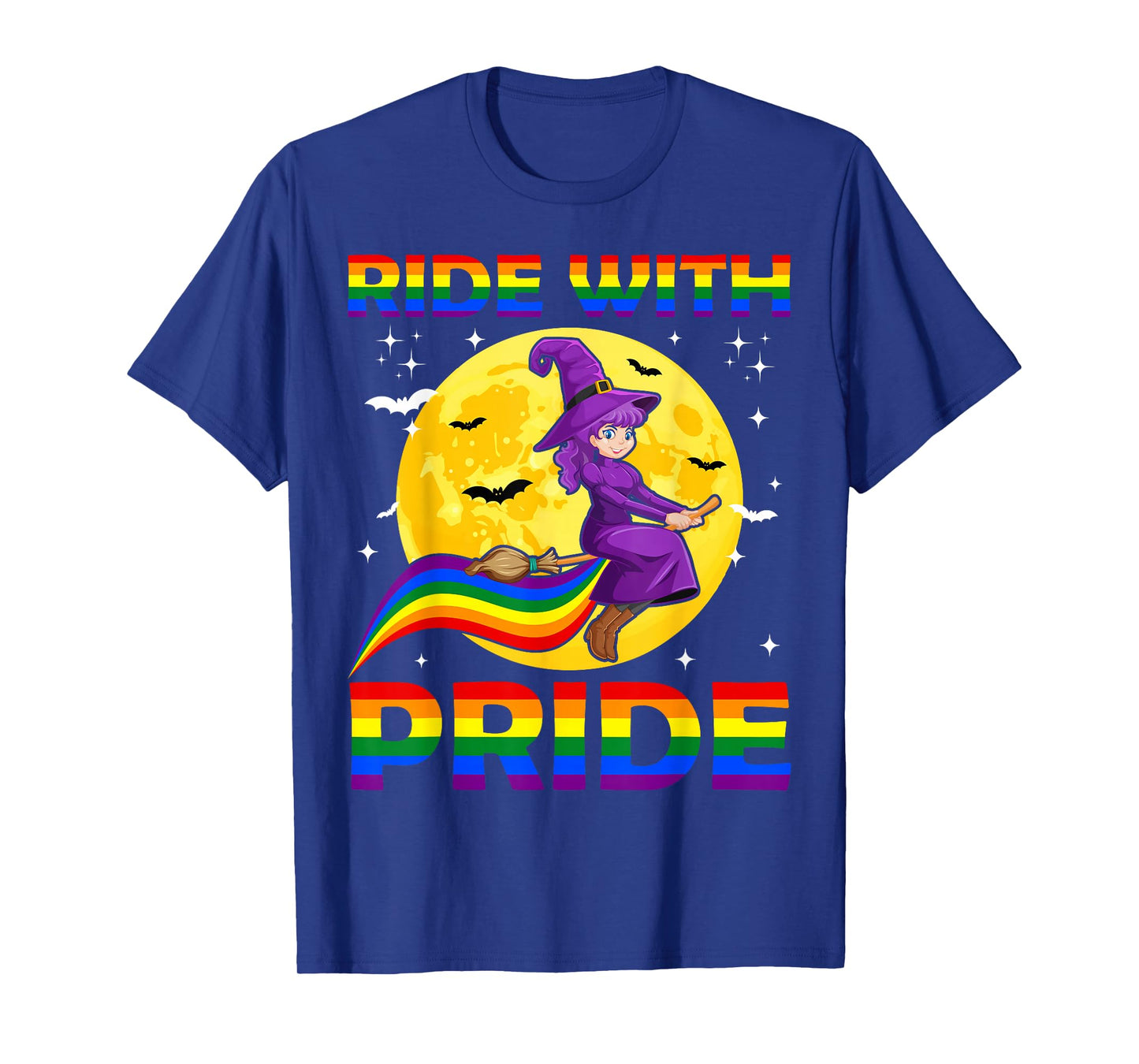 Ride with Pride LGBTQ Gay Lesbian Witch Halloween Costume T-Shirt