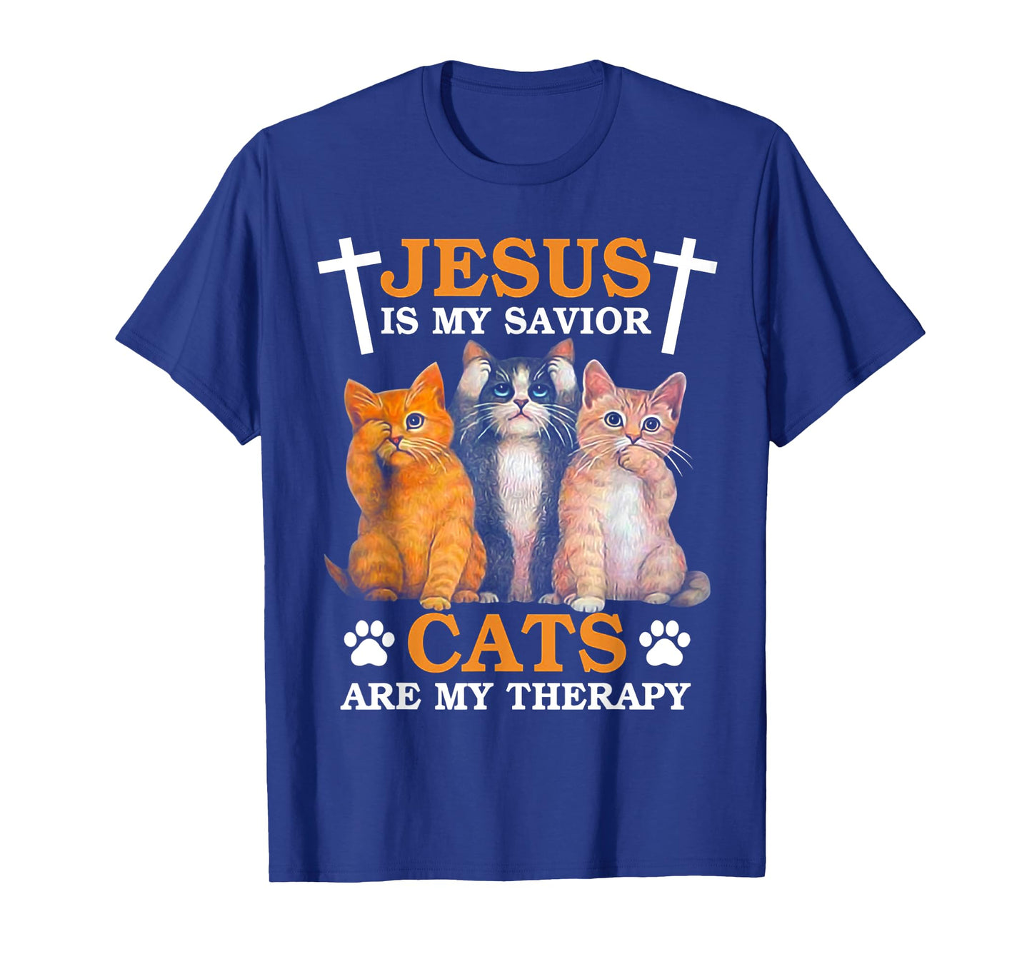 Jesus is my savior Cats are my therapy T-Shirt