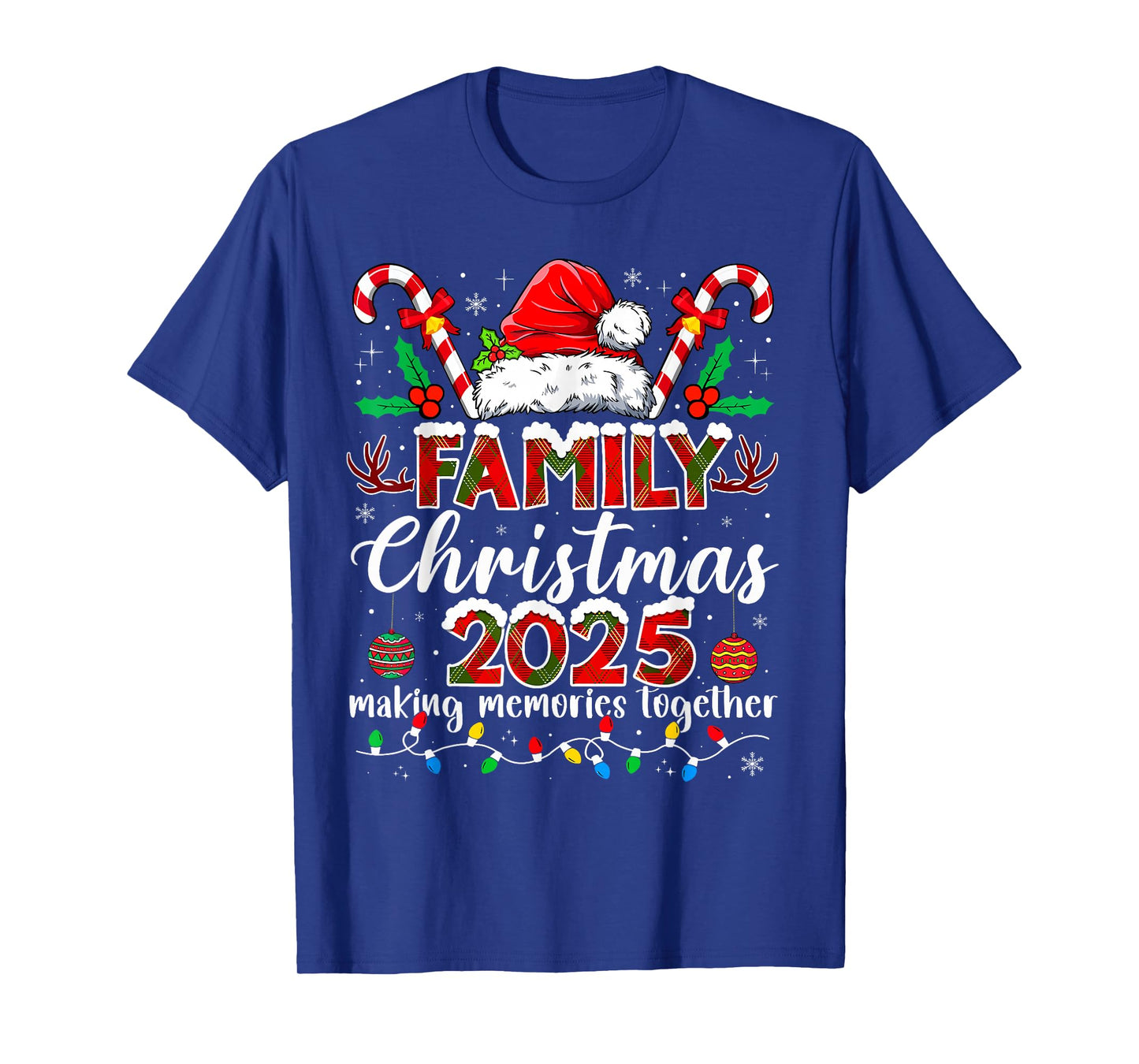 Family Christmas 2025 Xmas Lights Santa Snowflake Pajamas T-Shirt