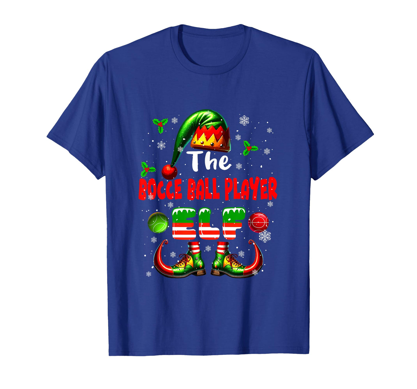 The Bocce Ball Player Elf Christmas Job Team Funny Parties T-Shirt
