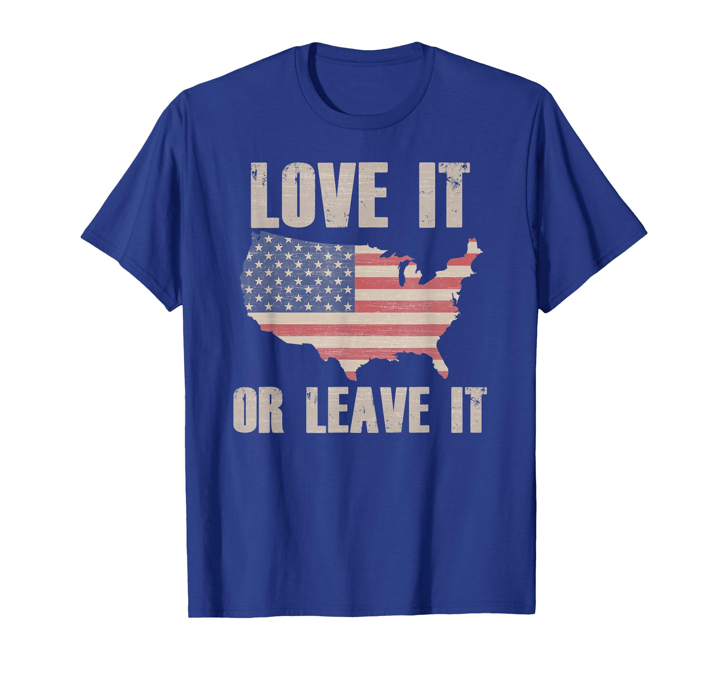 LOVE IT OR LEAVE IT Patriotic Vintage American Flag USA Map Women Kids Men T-Shirt