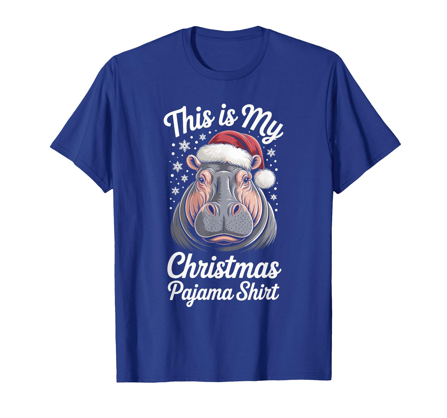 Hippopotamus Christmas Santa Hat Pajama Funny Hippo Xmas T-Shirt