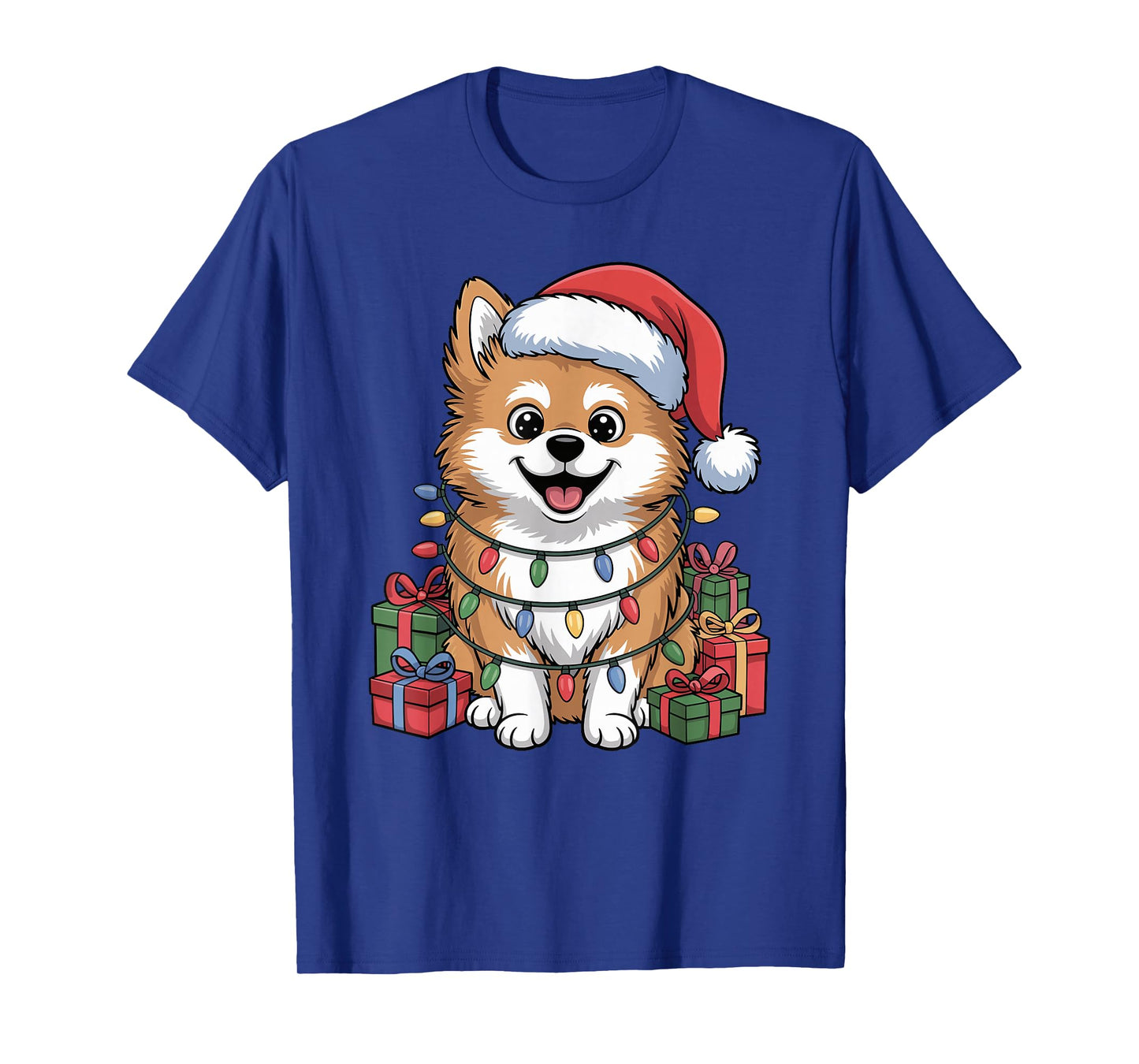 Cute Spitz Santa Hat Christmas Xmas Dog Lovers Holiday T-Shirt