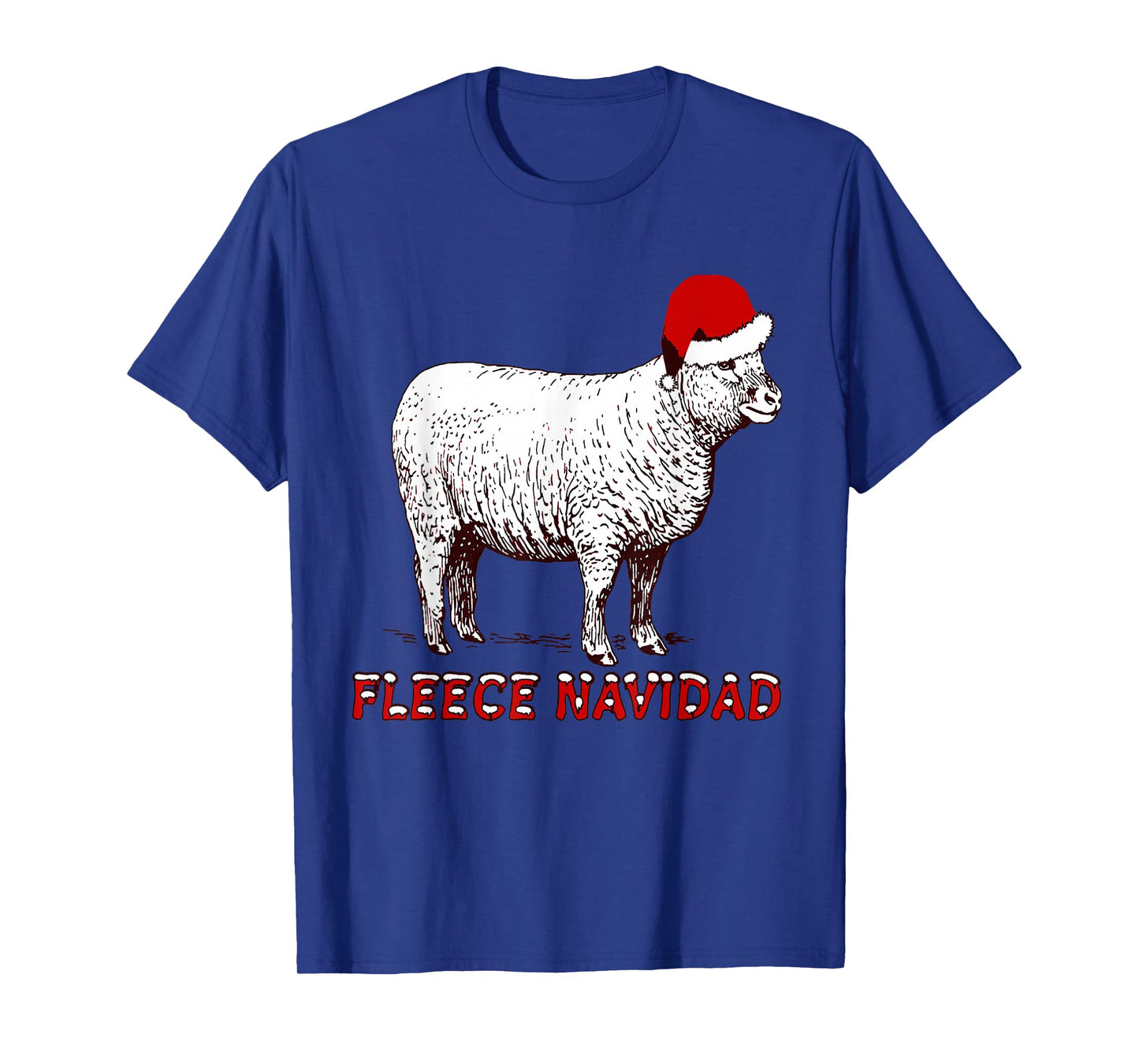 Sheep Wearing Santa Hat and Pun Fleece Navidad T-Shirt