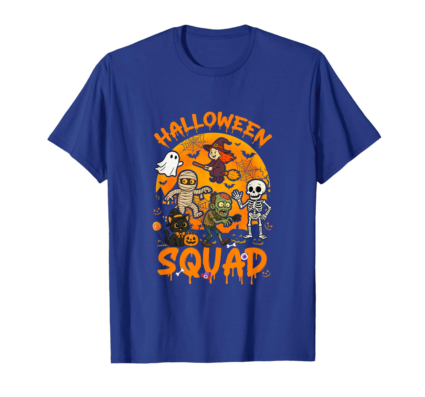 Halloween Squad Horror Group Witch Mummy Zombie Skeleton T-Shirt