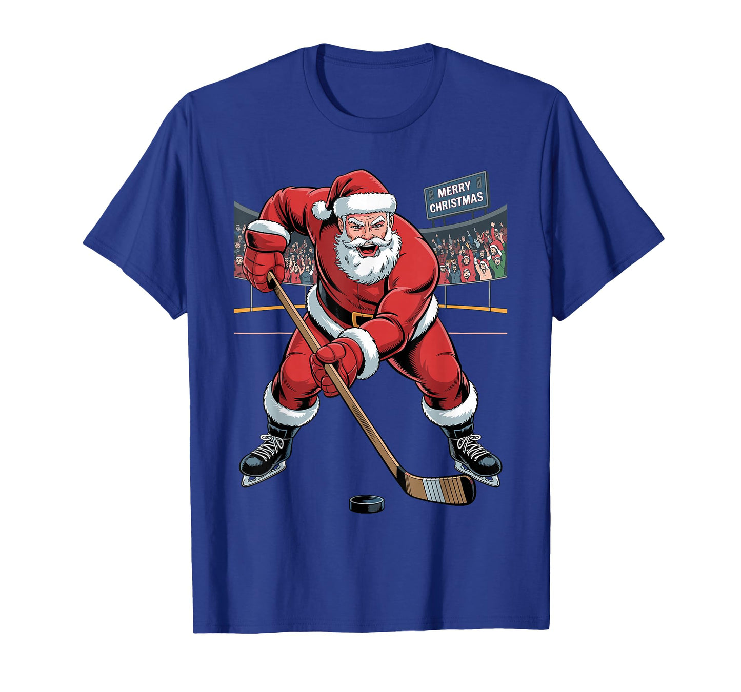 Funny Santa Playing Hockey Holiday Christmas Xmas Pajama T-Shirt