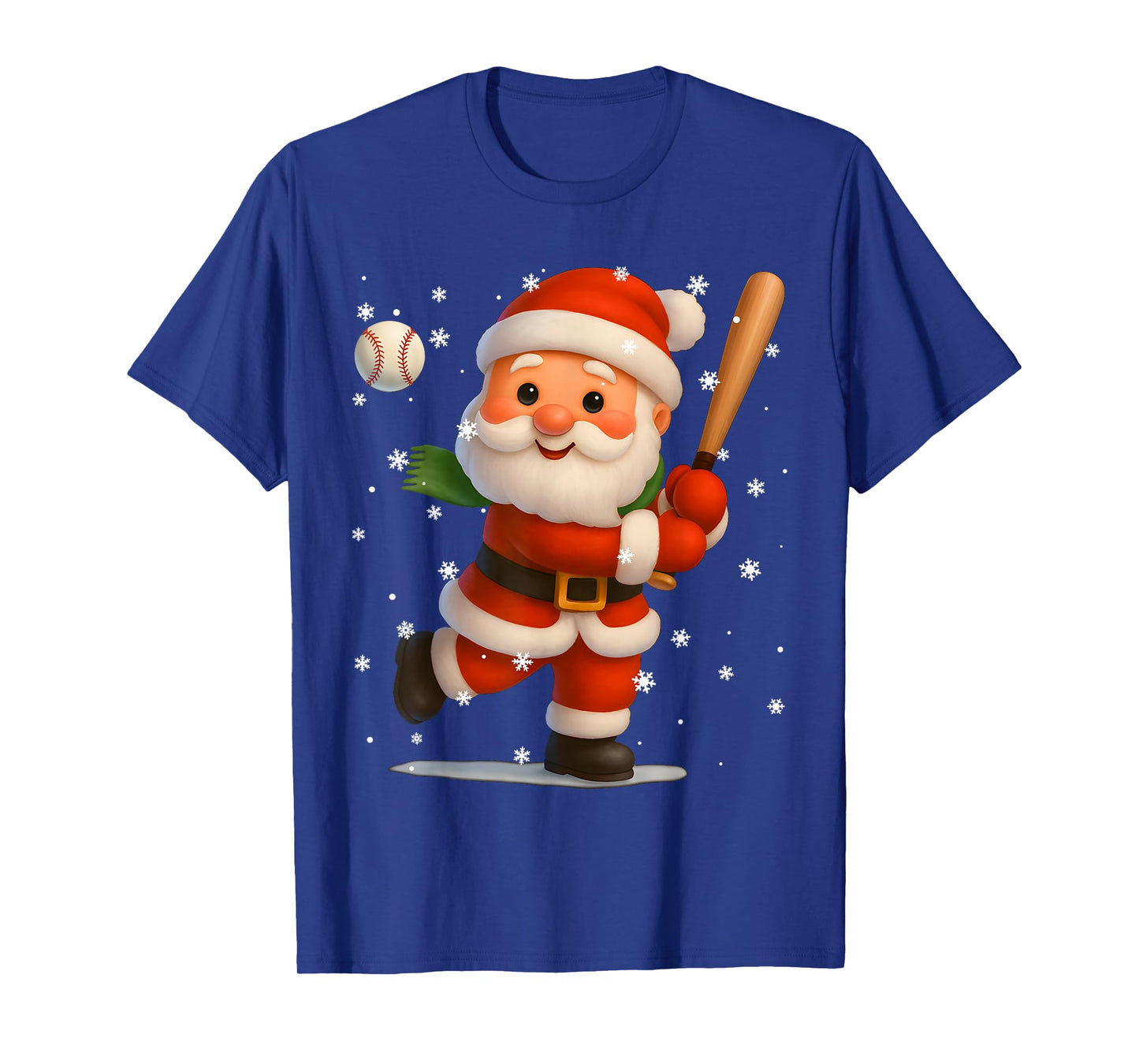 Cute Santa Baseball Snowflake Christmas Xmas Men Boy T-Shirt