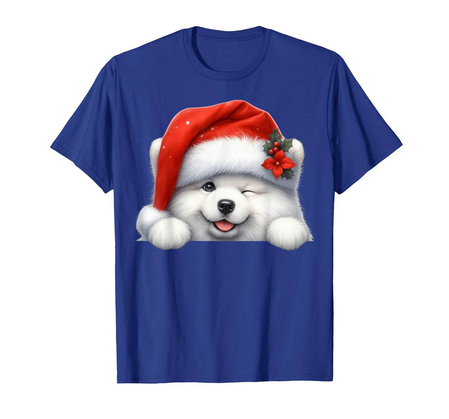Samoyed Dog Christmas Santa Hat Dog Mom Dad T-Shirt