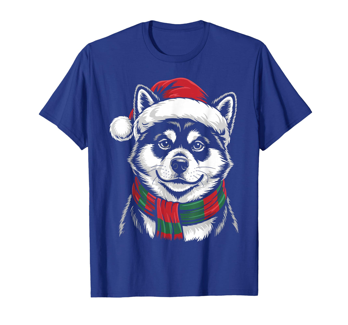 Akita Inu Dog Xmas Santa Hat Scarf Christmas Costume T-Shirt