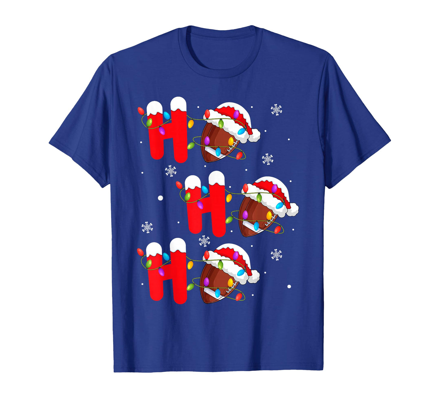 Football Christmas Ho Ho Ho Santa Sports Player Funny Xmas T-Shirt