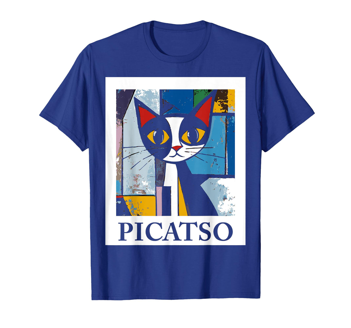 PICATSO Funny Cat vintage cubism-style Kitten T-Shirt for Men Women Girls Kids