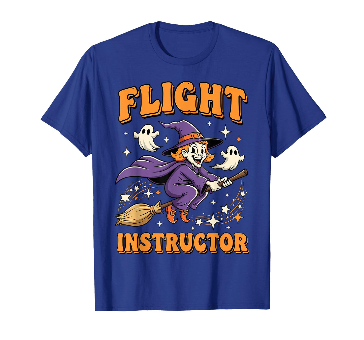 Flight Instructor Witch Riding Broomstick Funny Halloween T-Shirt