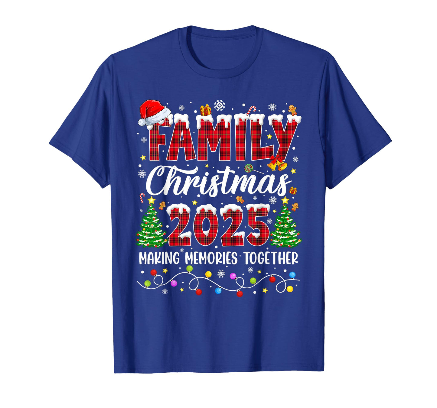 Family Christmas 2025 Matching Squad Santa Red Plaid Xmas T-Shirt